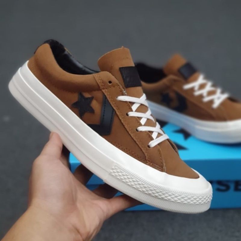 CONVERSE ONE STAR PLAYER COKLAT TAN SUEDE SEPATU LAKI LAKI