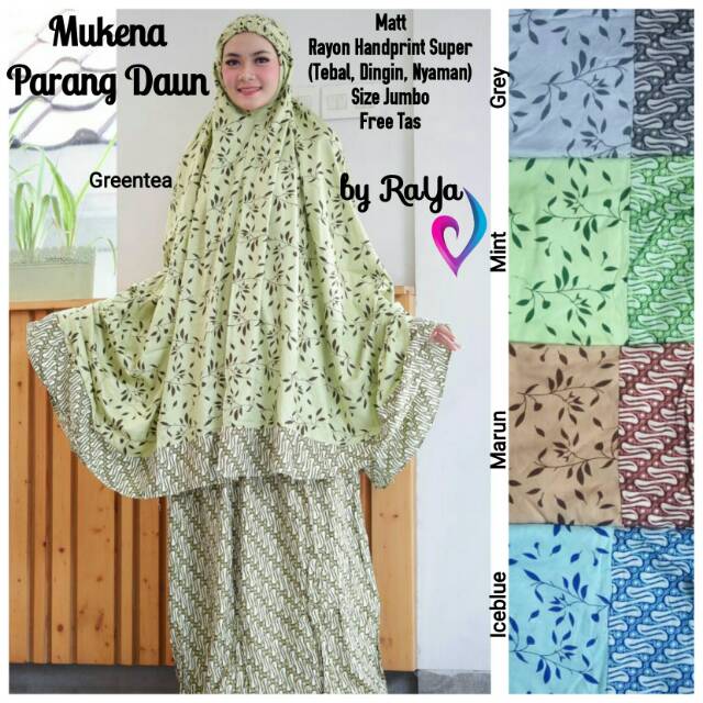 Mukenah dewasa Tudung shalat jumbo Mukena Batik Parang Daun
