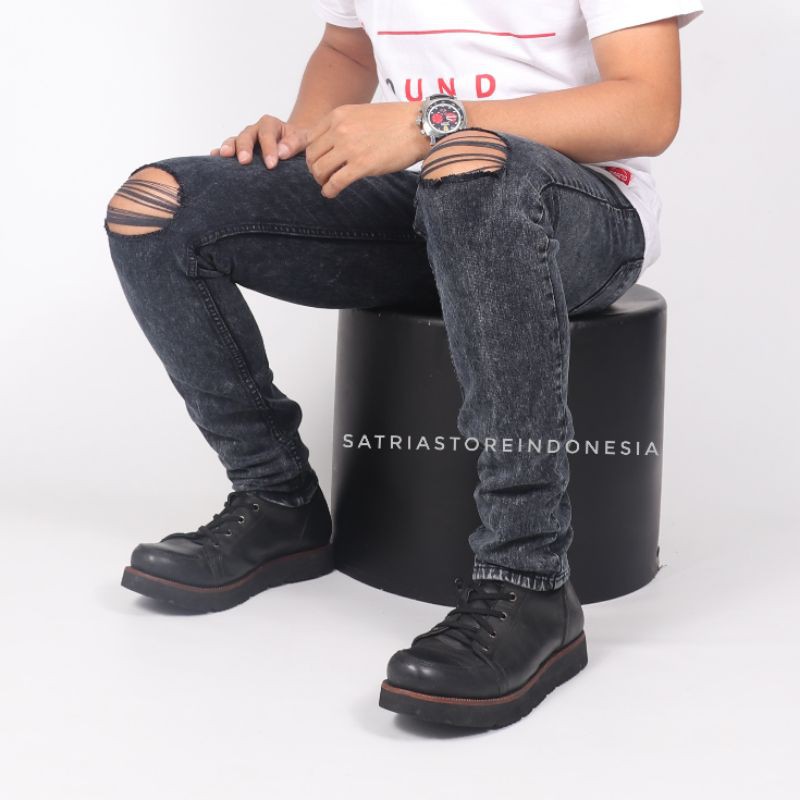 Ripped Jeans Pria , Celana Sobek Pria Skinny jeans Stretch Premium Quality