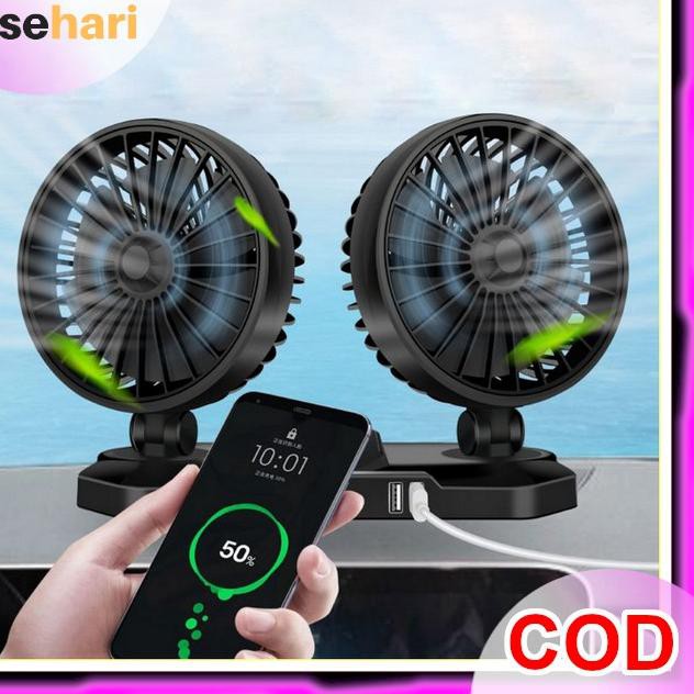 ♦ KIPAS ANGIN MOBIL 12 VOLT KIPAS ANGIN KECIL DOUBLE MINI FAN DASHBOARD DASBOR MOBIL ❋