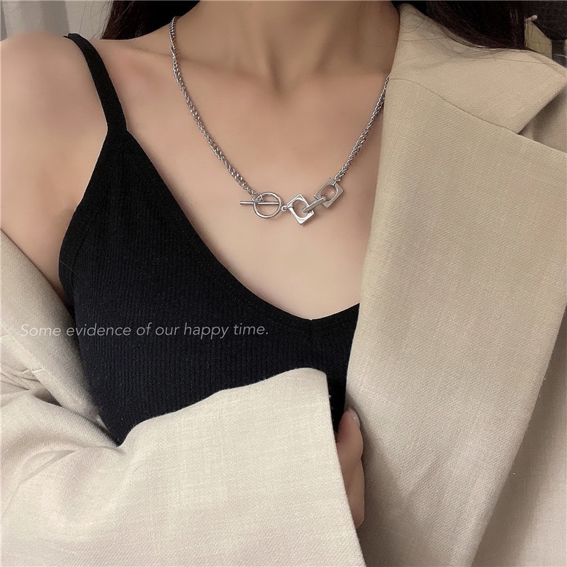 Ot Kalung Rantai Clavicle Simple Trendy Dengan Gesper Untuk Wanita