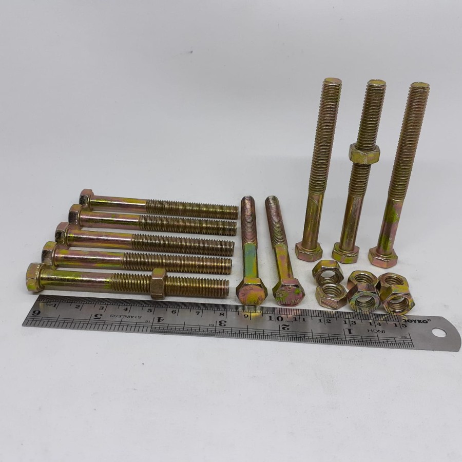 BAUT MUR M8 X 80 KUNING BMK M8X80 PANJANG 8CM 8 CM KUNCI 12 8X80 80MM