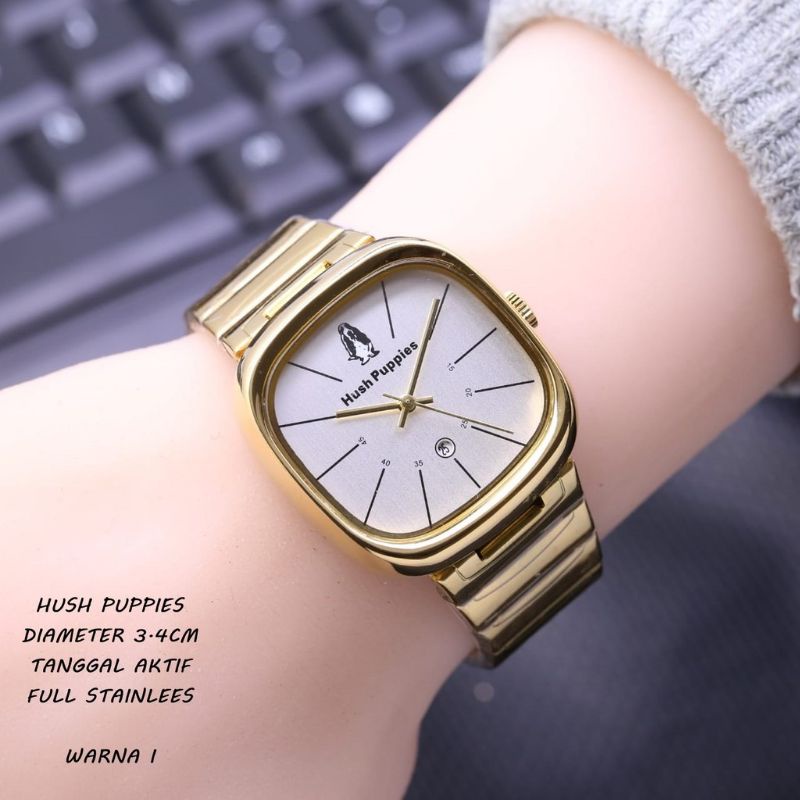 Jam Tangan Wanita / Cewek Hush Puppies Rantai Segi Tanggal Aktif