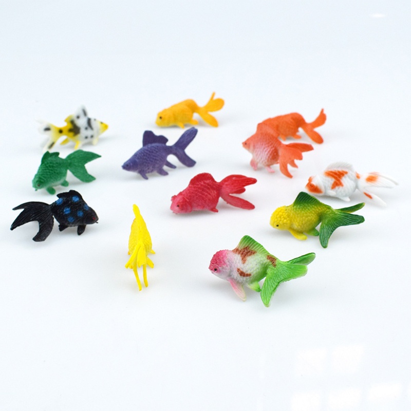 SIY  12 Pcs/Set Soft PVC Goldfishes Models Epoxy Filling Material Crystal Ocean Resin 3D Mini Fish Modeling Filler