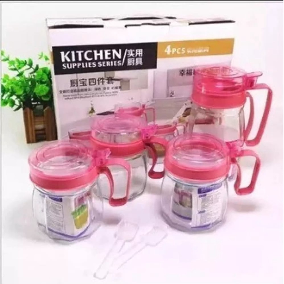 Tempat Bumbu Set Kaca / Wadah Bumbu Set