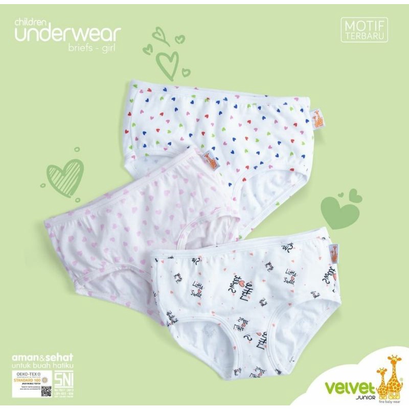 Underwear briefs velvet junior - celana dalam anak perempuan