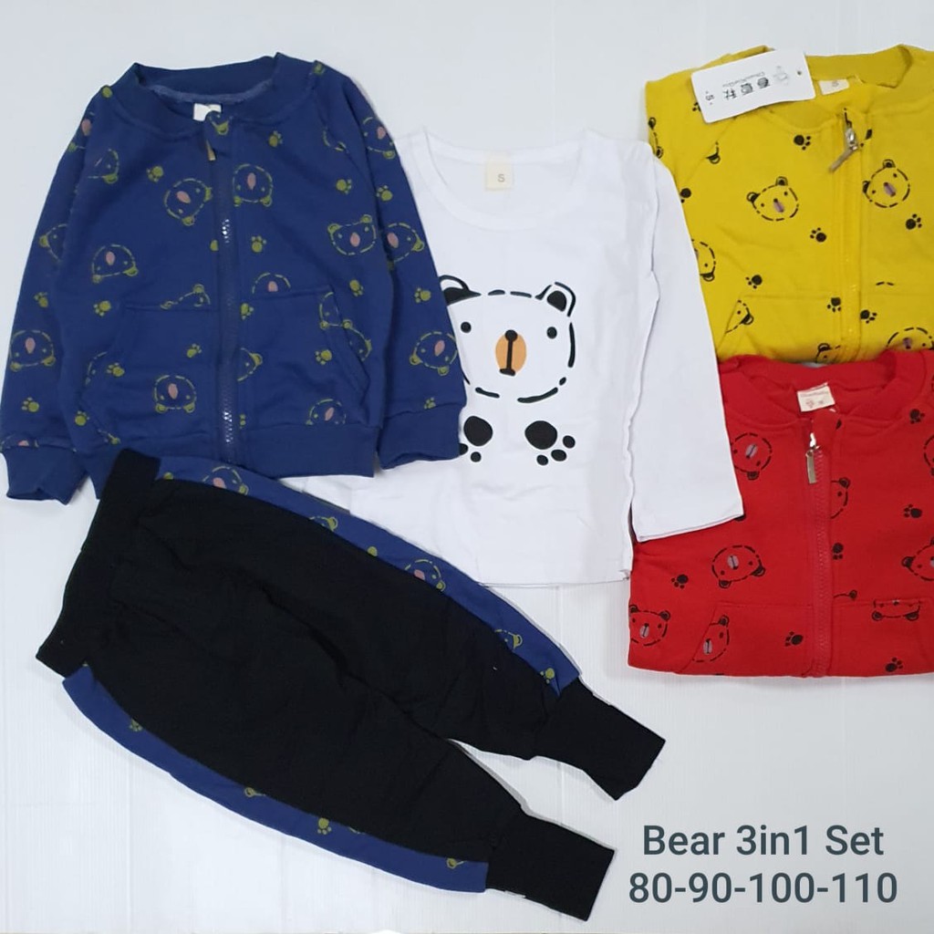 Bear 3in1 Set/ Setelan 3in1 Anak Laki-laki