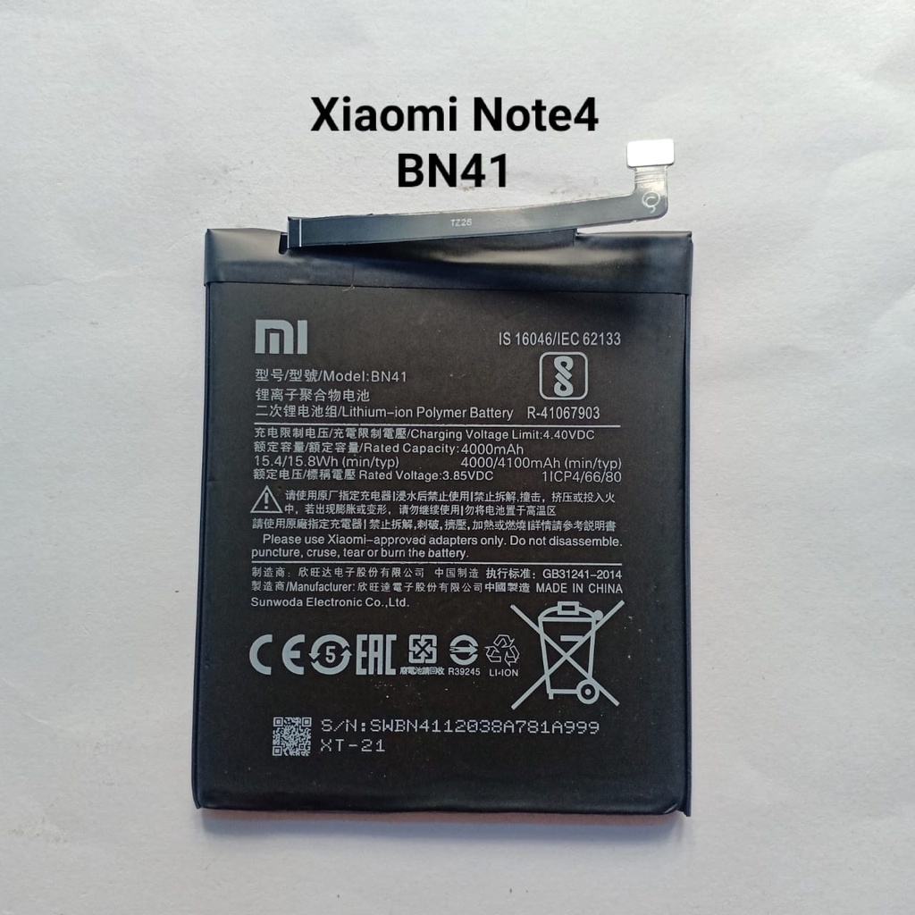 Baterai Xiaomi Redmi Note 4 Mediatek BN41 Original