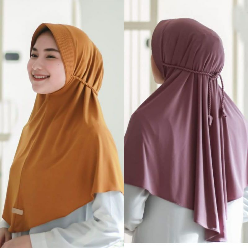 jilbab dewasa bergo instan daily / kerudung instan pet tali ropel polos jersey premium