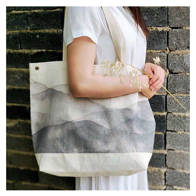 TC-11 tas canvas tote bag wanita import korea jepang simple besar watercolor