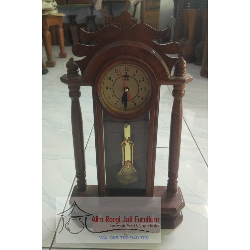 JAM MEJA KAYU JATI - JAM HIAS MINI KAYU JATI + PACKING KAYU