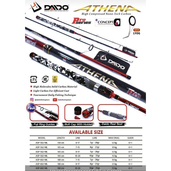 joran pancing daido athena pro series full fuji lengkap ukuran FREE PACKING PIPA