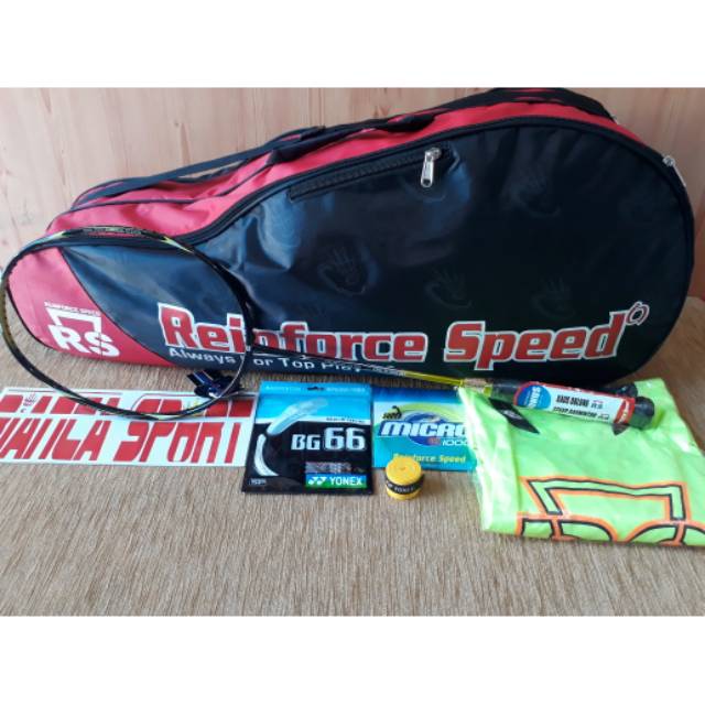 Raket badminton original RS champion silver + senar yonex bg 66