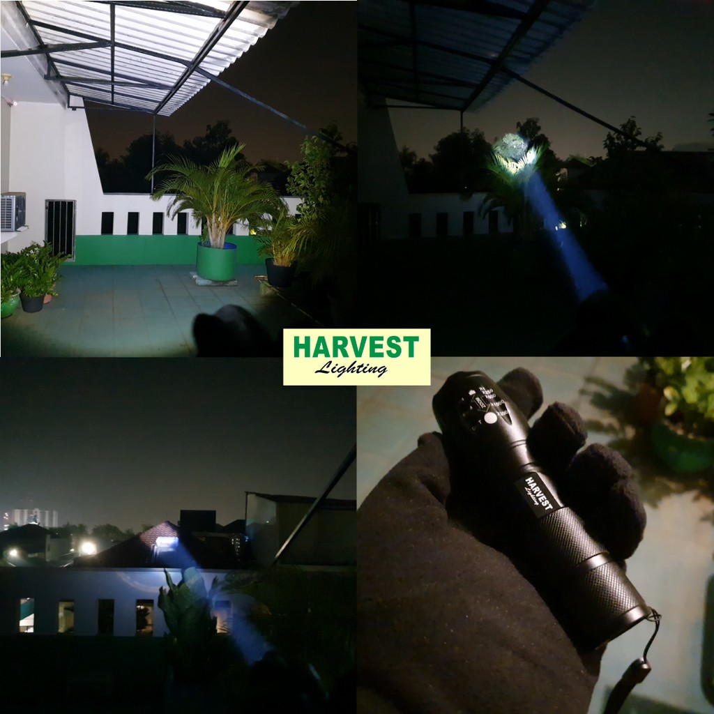 Lampu Senter LED T6 Cree HARVEST LIGHTING Flashlight Flash Light Baterai  Isi  Ulang Rechargeable  Bergaransi