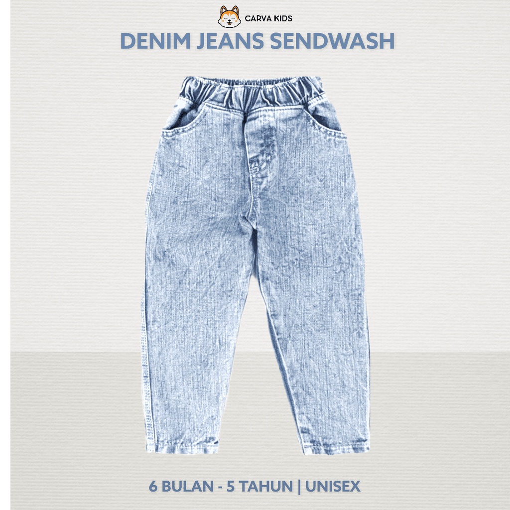 CELANA PANJANG CARVA JEANS SENDWASH ICEWASH ANAK LAKI LAKI BAYI PEREMPUAN BESTSELLER