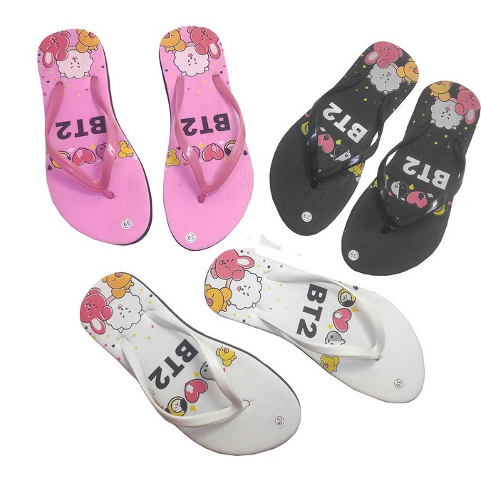 Sandal jepit motif sablon wanita