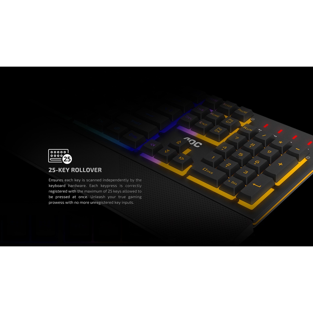 AOC GK200 Rainbow Membrane - Gaming Keyboard