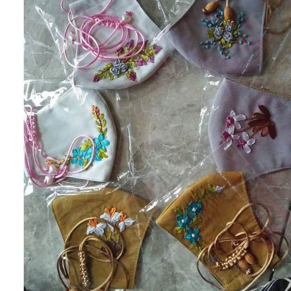 masker sulam bunga