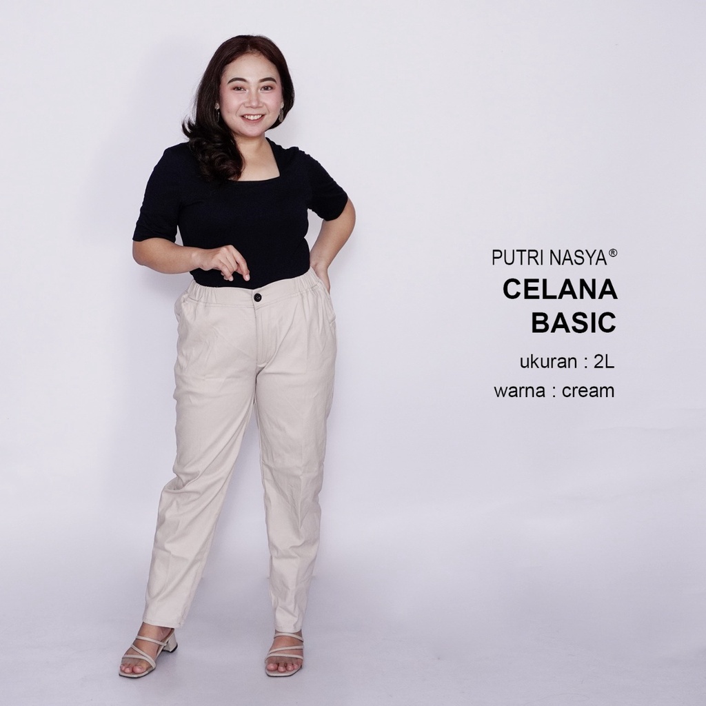 Celana Kerja Kantor Basic Jumbo Wanita / Celana Wanita Super Big Size / Celana Bahan Formal Seragam Wanita Big / 8L,6L,5L,4L,2L,XL, all size / Celana Karet Kekinian Model Terbaru Trendy