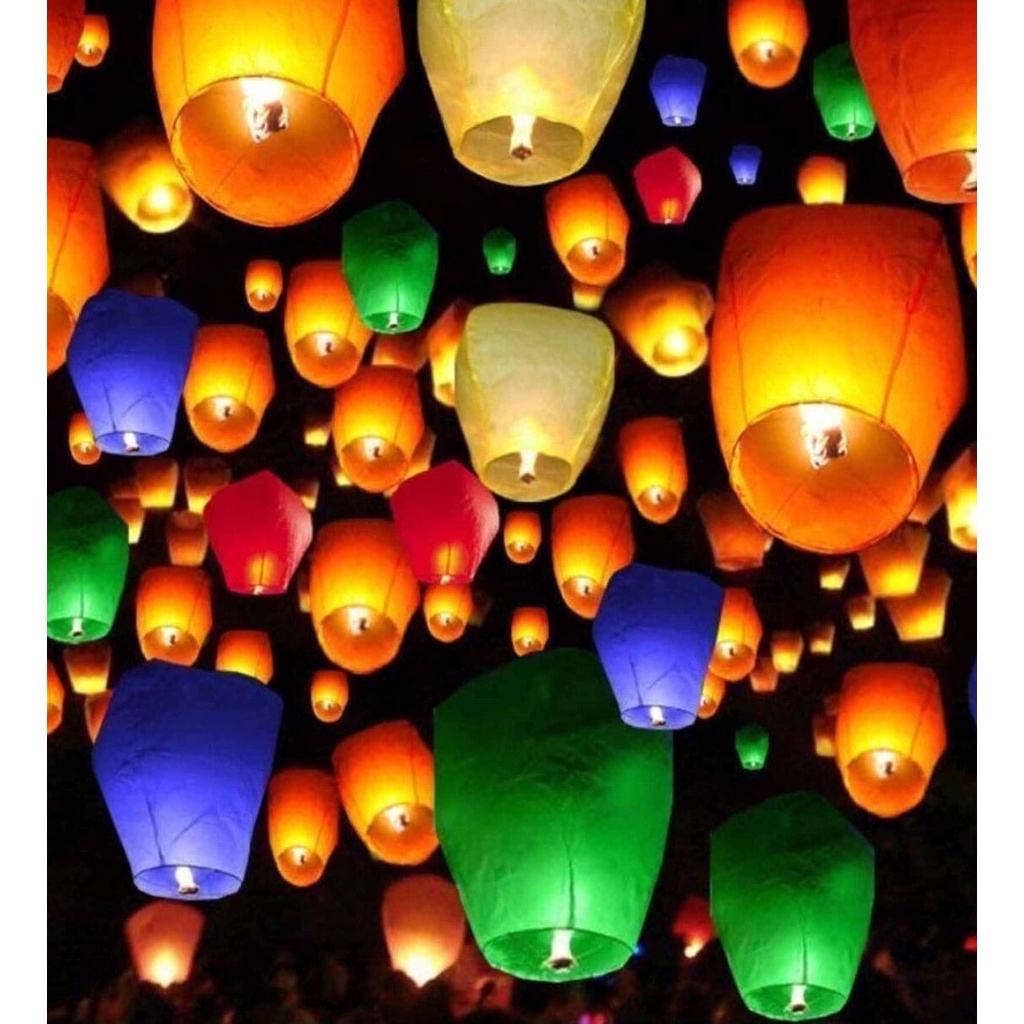 [1 Pcs] Lentera Terbang / Lampion Terbang / Flying Lantern / Lampion Kertas Warna Warni / Sky Lantern