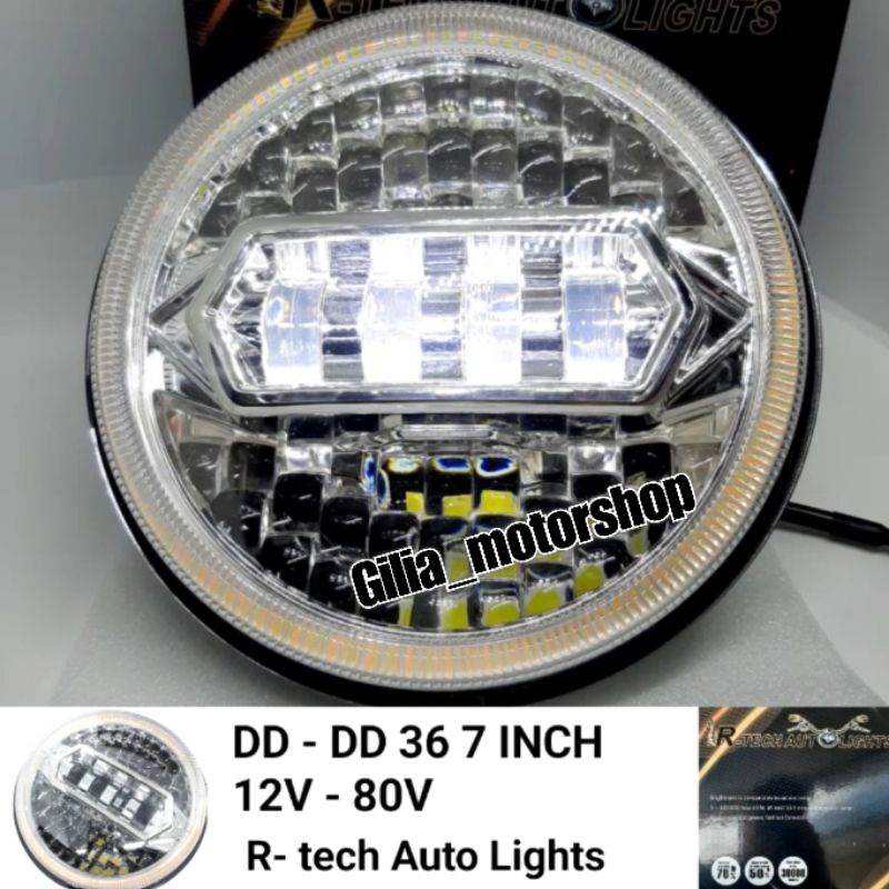 LAMPU DAYMAKER LED 7 INCH R-TECH AUTOLIGHT ORIGINAL IMPORT 12V-80V HEADLAMP UNTUK MOTOR MOBIL