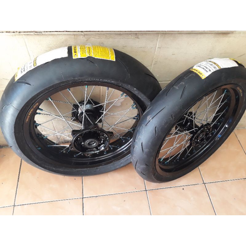 Paket Ban set Supermoto WR 155 premium ban dunlop velg excel takasago