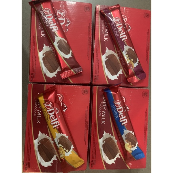 DELFI BAR 27 GR ( BOX / 15 PCS ) MEDE - ALMOND - FRUIT NUT - DAIRY MILK