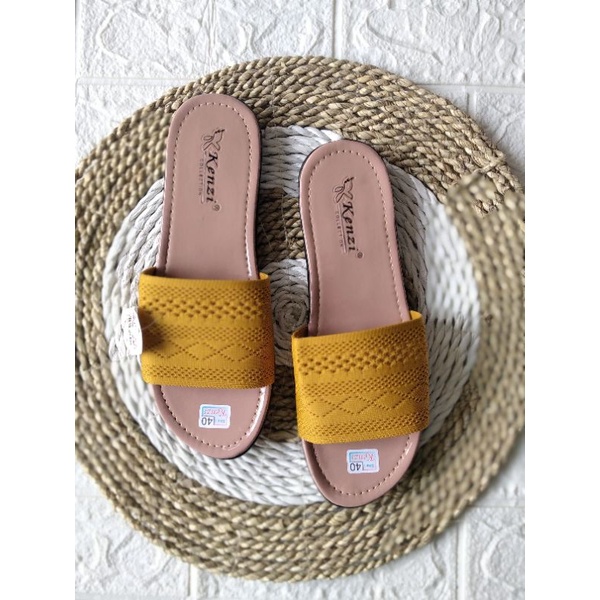 sandal flet rajut kekinian/slop kenzie/nevada terkini