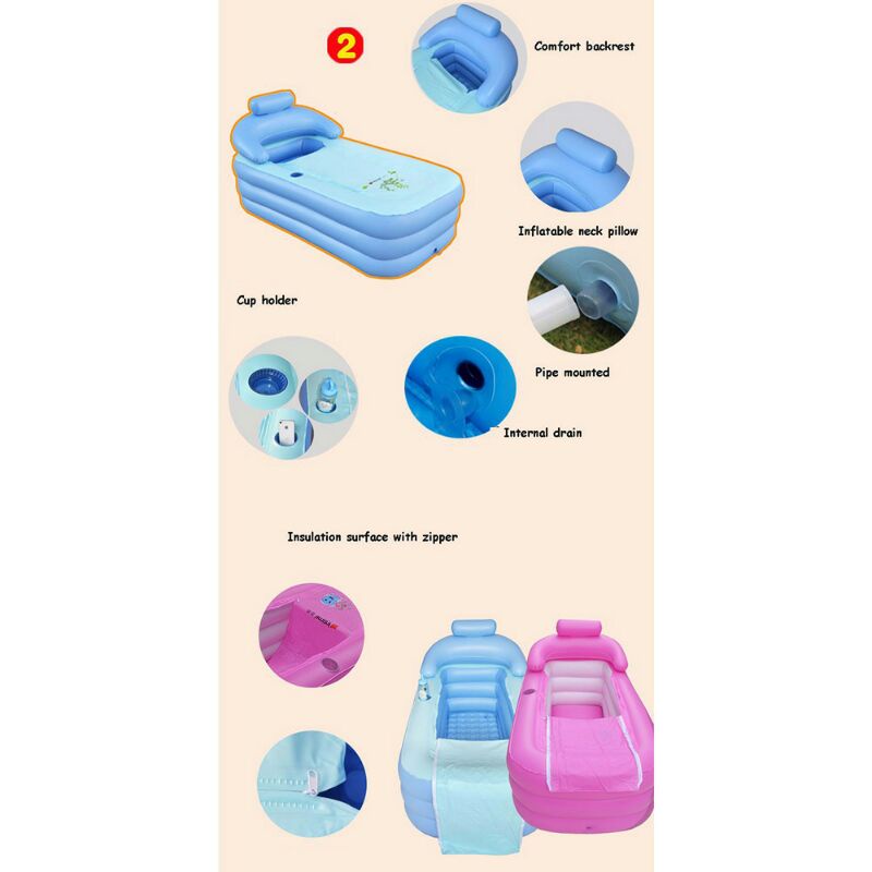 Intime Spa Bathtub Portable 160x84x63 Cm Dengan Pompa - YT-038B - Blue