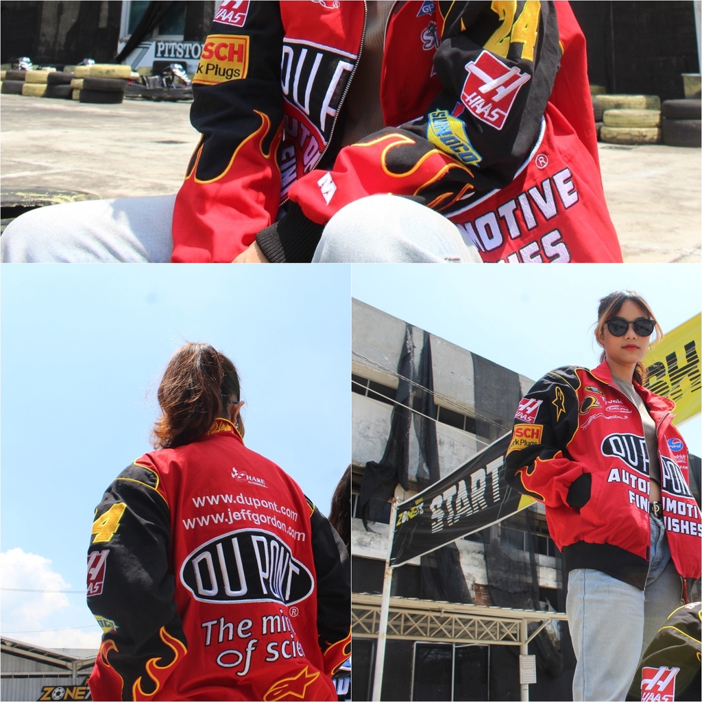NASCAR JACKET DUPONT RED FLAMES VINTAGE ALPINESTARS RACING JEEF GORDON CHASE AUTHENTICS ORIGINAL FUL