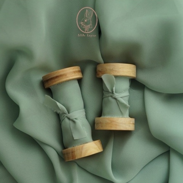 

Silk Ribbon Pistachio *TANPA ROLL KAYU* | Wedding Styling Calligraphy Journaling Ribbon | Pita | Pistachio by Petite Lapine