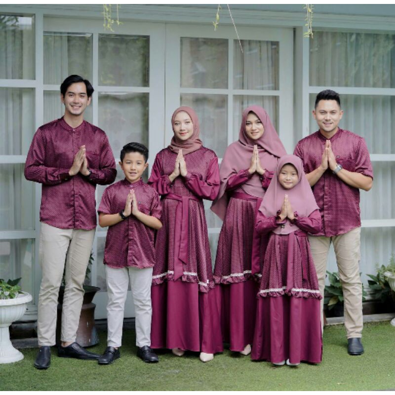 Baju Muslim Seragam Keluarga Sarimbit Michan Gamis dewasa jumbo Murah Baju seragam keluarga warna ma