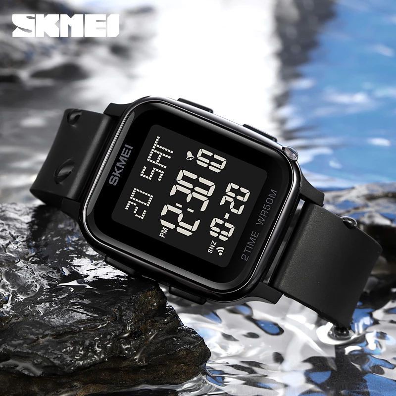 Jam Tangan Pria SKMEI 1858 Original Led Digital Rubber Sport Watch Water Resist