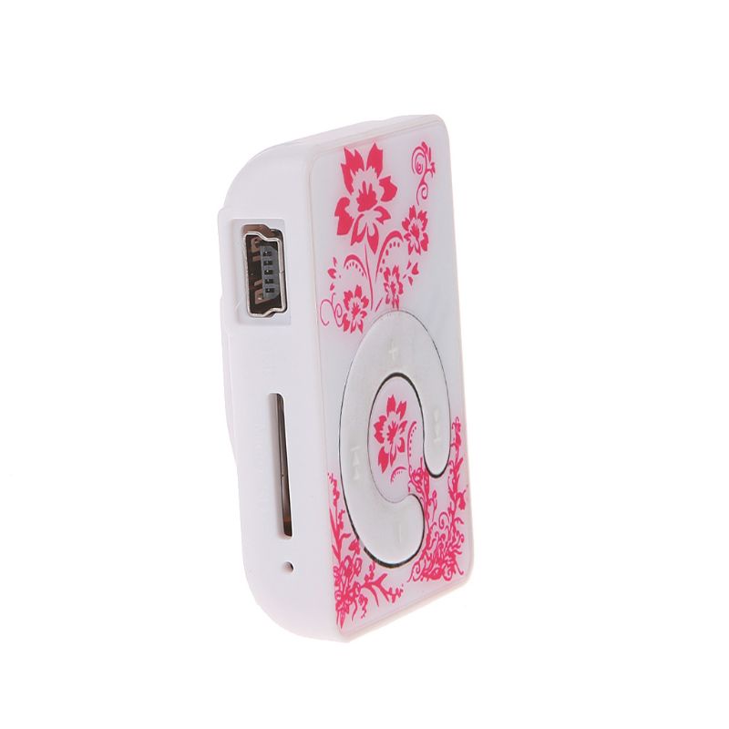 Cre MP3 Player Mini Portable 32GB TF Card Motif Bunga Dengan Kabel USB + Earplug