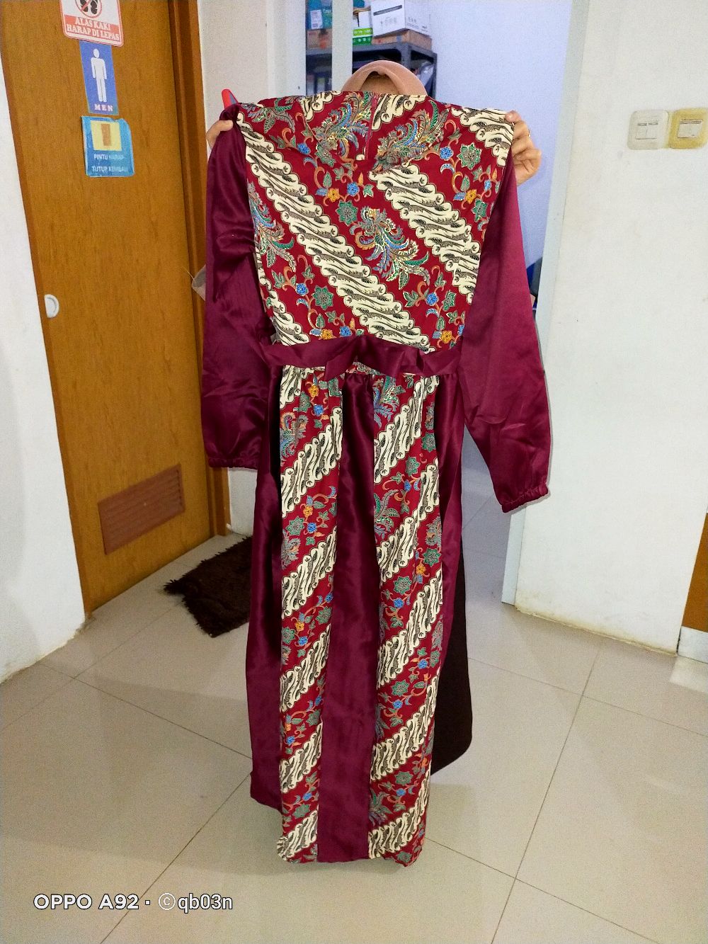 Maxi Gamis Batik Kombinasi Polos Maroon Abu Navy Mocca Dusty Pink