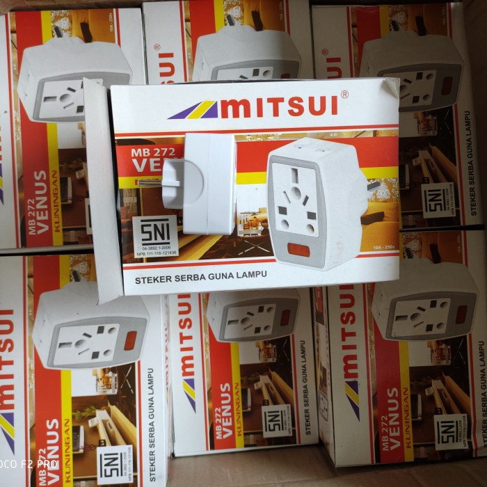 Mitsui Venus MB 272 Steker Serbaguna cabang 3 Lampu Fused (Ada Sekring Pengaman)