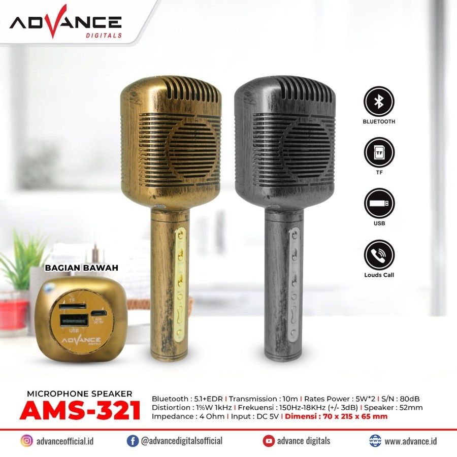 READY STOCK ADVANCE Microphone Speaker Karaoke Multifungsi AMS-321