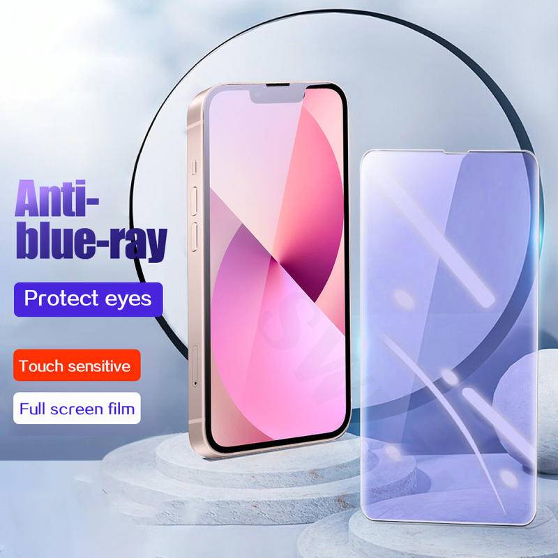 Pelindung Layar Tempered Glass Anti Blue Light Untuk iPhone 13 12 11 Pro MAX Mini X XS MAX XR SE 2022 2020 6 6s 7 8 Plus