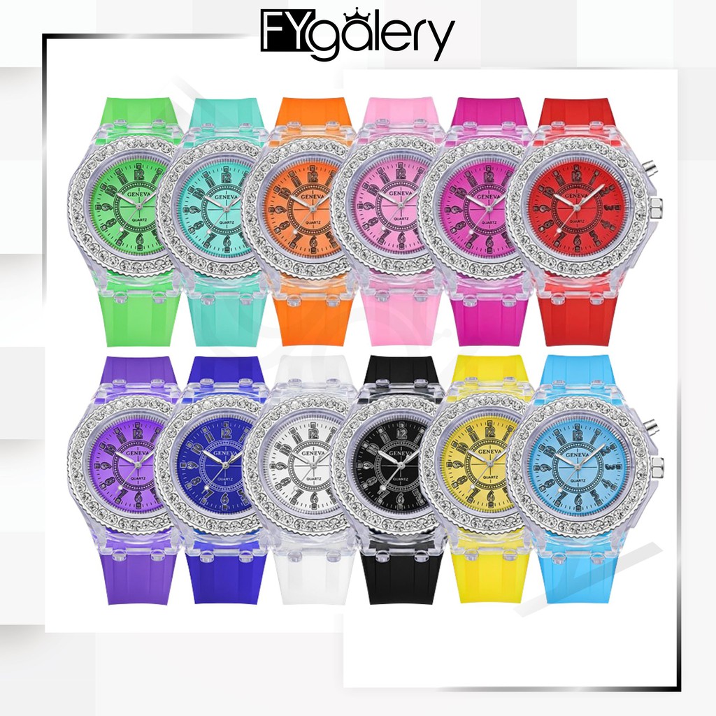 FYGALERY J101 Jam Tangan Lampu LED Watch Jam Tangan Wanita Pria Fashion Murah