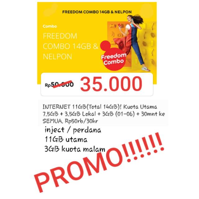 Perdana / inject kuota indosat internet 14gb 30 hari