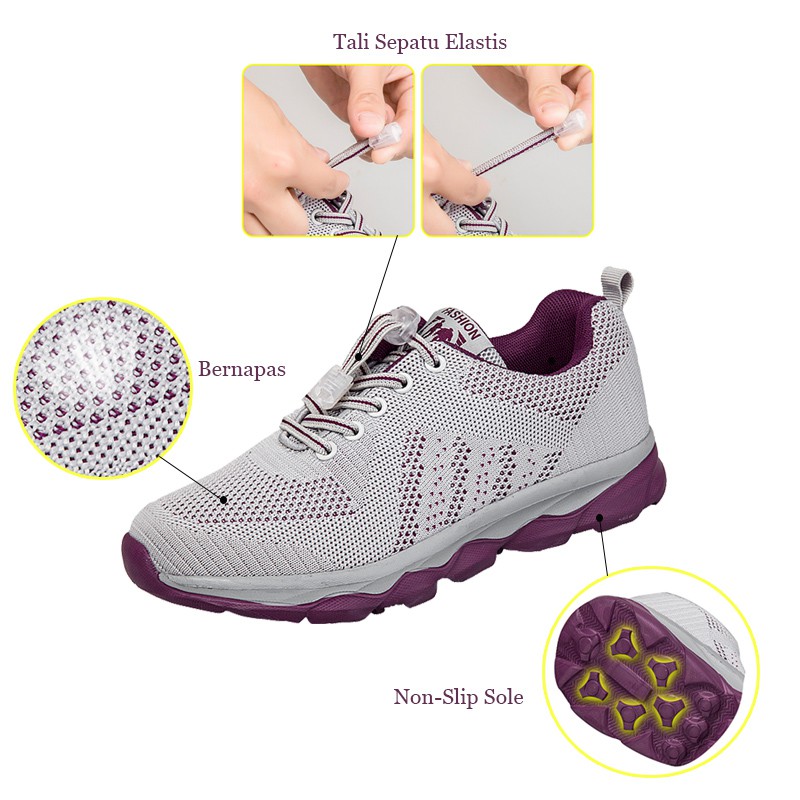 FOKU Sepatu Sneakers Wanita Santai Luar Bernapas Non-Slip Sport Shoes