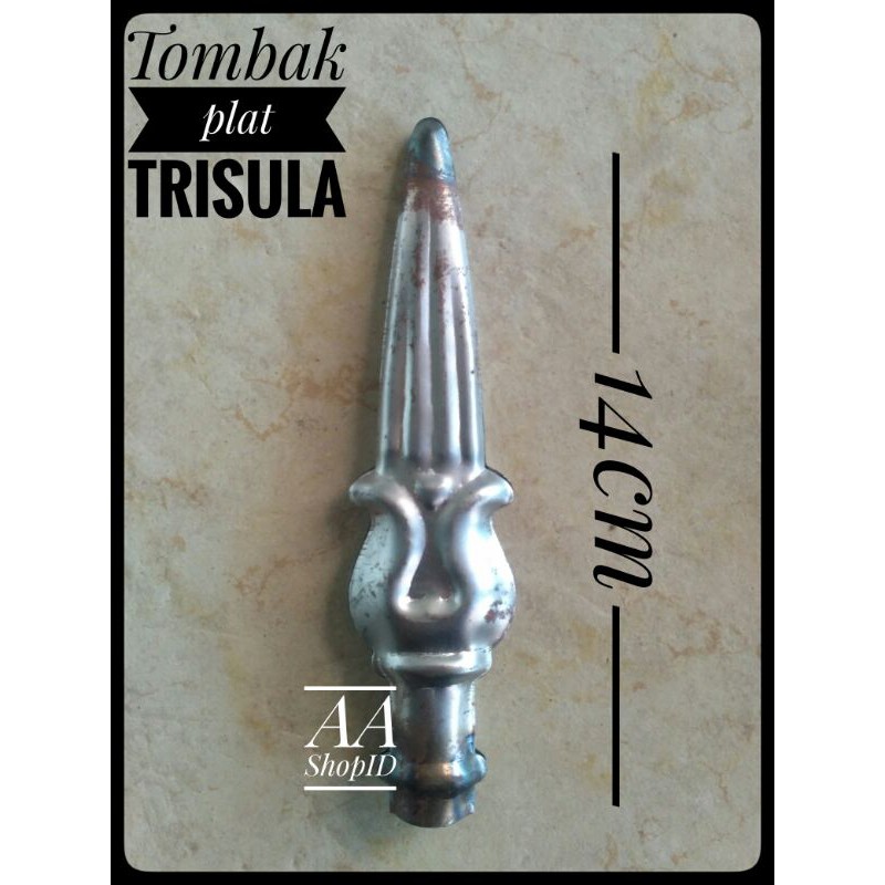 ornamen pagar besi plat Trisula
