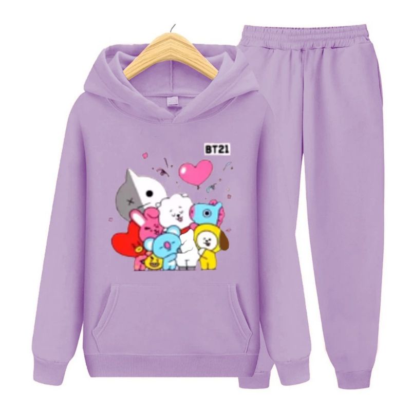 VS-SETELAN SWEATER HOODIE BT21 | ANAK-REMAJA-DEWASA (SETELAN HOODIE BT21)