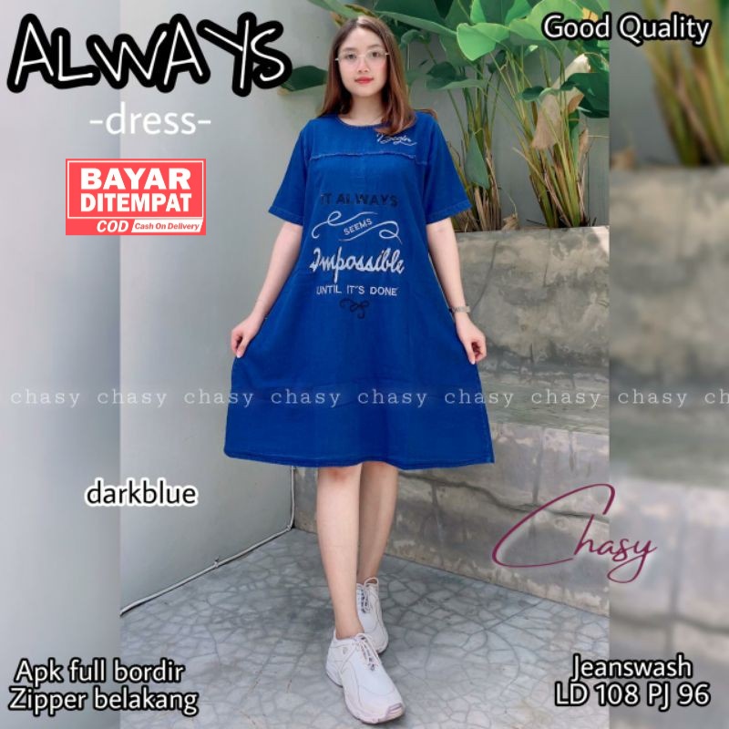 Dress Lepis Jeans Always Home Dress Denim Lepis Wanita Daster Jeans Baju Korea Terbaru