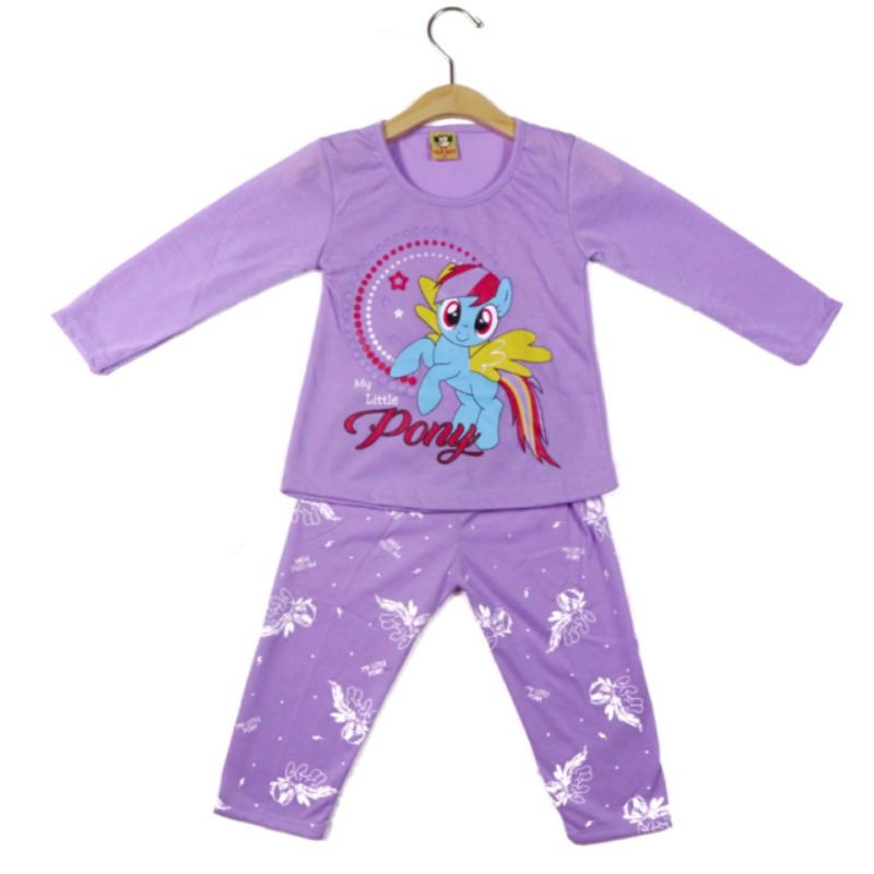 SETELAN BAJU ANAK PEREMPUAN SIKUNING MOTIF LITTLE PONY 2-6 TAHUN NEW