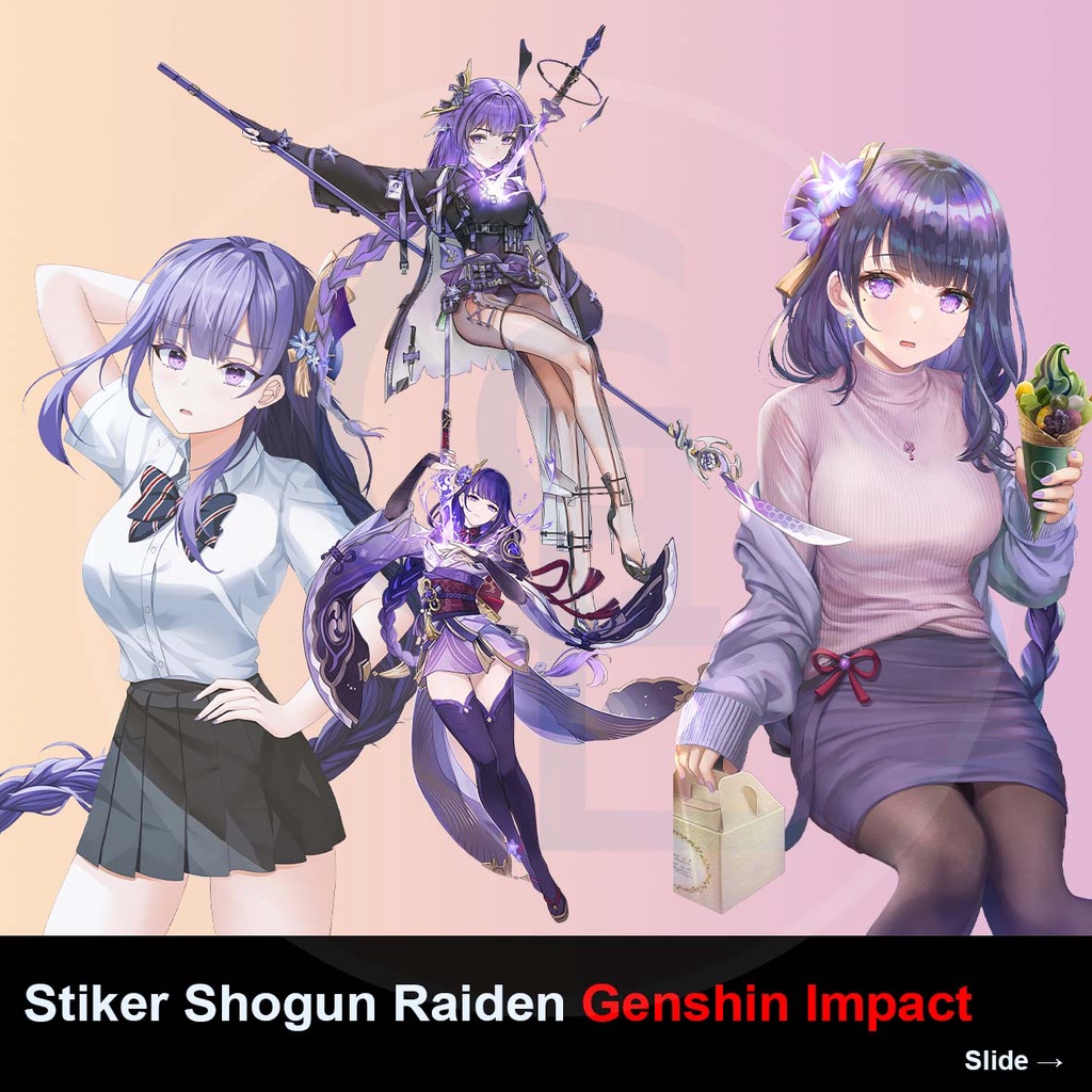 Sticker Genshin Impact Raiden Shogun Vinyl Tumblr Bom Waterproof HD