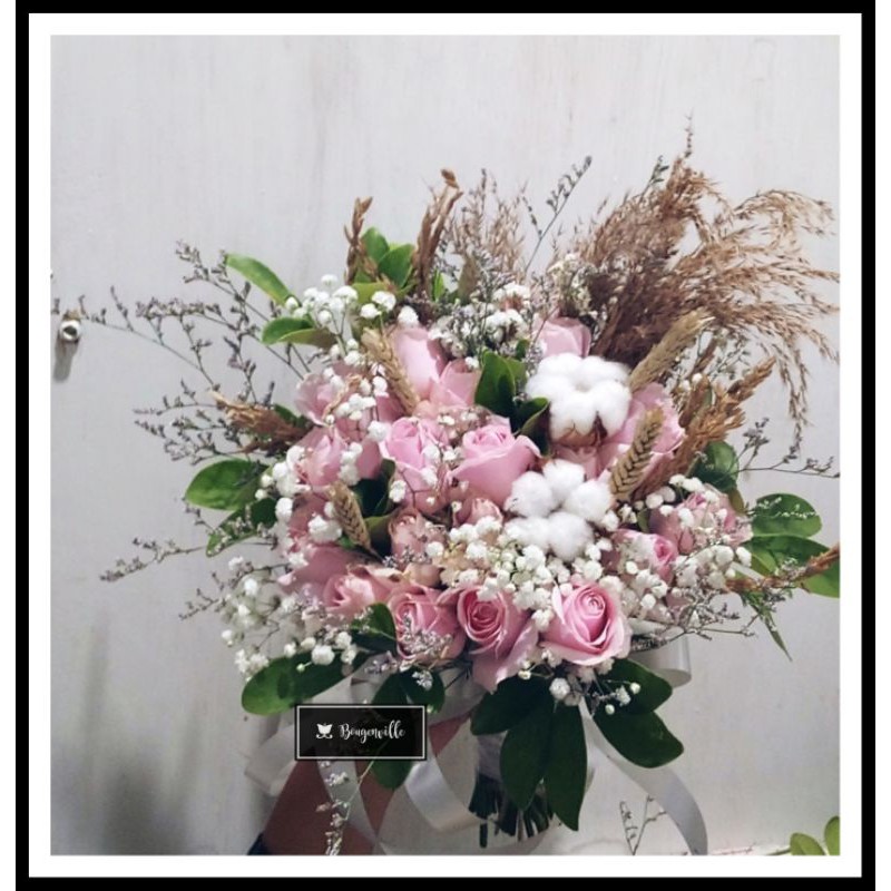 wedding bouquet rustic mix/dried flower/fresh flower/buket bunga wedding rustic murah bandung