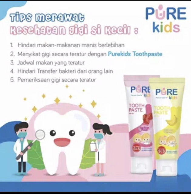 Pure Kids Toothpaste 50 grm Odol Anak Bayi