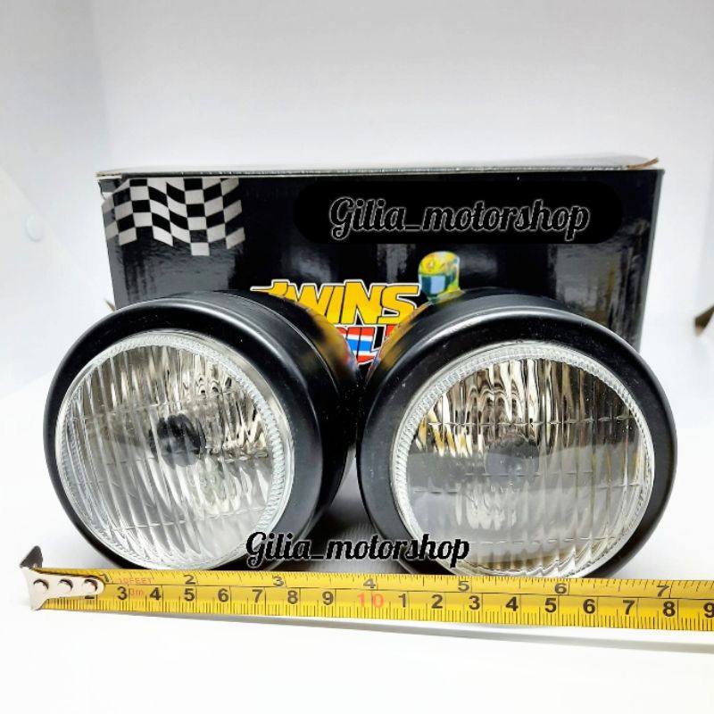 Lampu Depan twin double 3.5 Inch model Harley Reflector Double Model Harley Headlamp Rxking Vixion Megapro