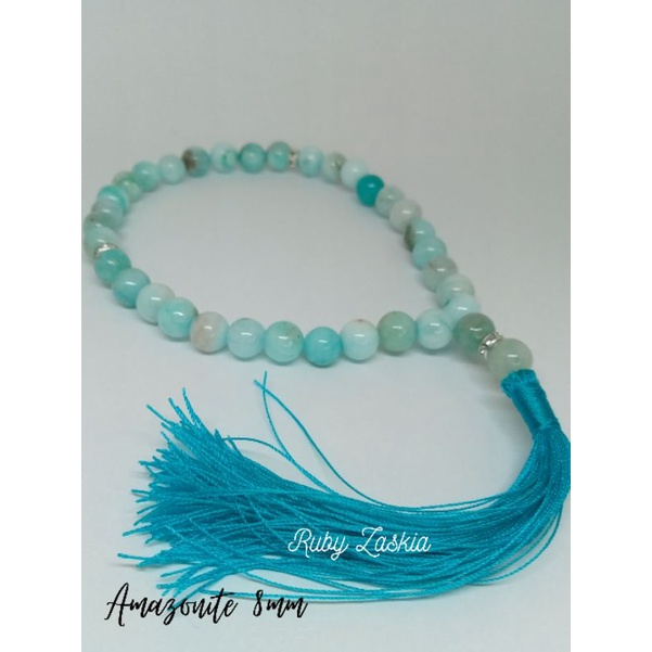 TASBIH BATU AMAZONITE 33 BUTIR 8MM 100% NATURAL